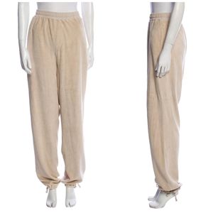 Suzie Kondi Velour Cream Cozy Lounge Jogger Drawstring Pant Size M